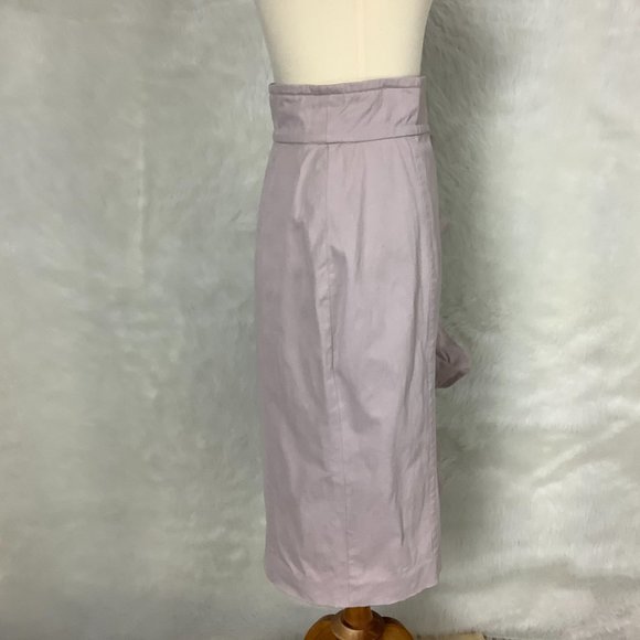 Vintage Y2K, 00s Yves Saint Laurent Rive Gauche Pink Beige Ruffle Pencil Skirt - Picture 4 of 12